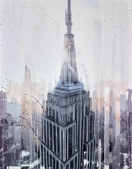 Empire State at Sunrise by Kris Hardy - Original Painting on Box Canvas